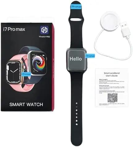 Latest i7 Pro Max Bluetooth Calling Smart Watch with All Notifications Fitness Tracker Heart Monitor New Series 7 Men & Women Smart Watch (Black)