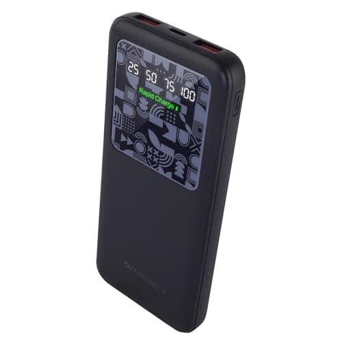 ZEBRONICS MB10000S15 Power Bank, 10000 mAh, Rapid Charge, 22.5W Output, Dual USB Output, PD 3.0 Type C, Built in Protections, Percentage Indicator, Ma...