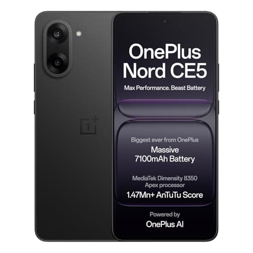 OnePlus Nord CE5 | MediaTek Dimensity | Massive 7100mAh Battery | Powered by OnePlus AI | 8GB + 256GB | Black Infinity