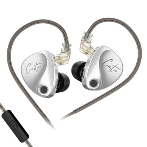 KZ Castor IEM with Mic Wired in Ear Monitors Earphone, 10mm Dual Magnetic + 8mm Dynamic Driver in-Ear Earphone, Harman Target Version, 4-Tuning Swtich...