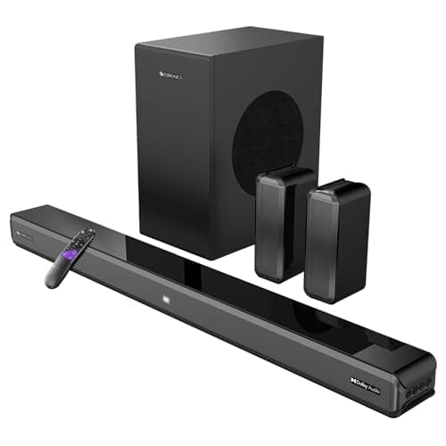 ZEBRONICS Juke BAR 9510WS PRO Dolby 5.1 Soundbar, Dolby Audio, 600 Watts, Wireless (Dual Rear Satellites & 6.5" Subwoofer), Triple Driver Soundbar, Bl...