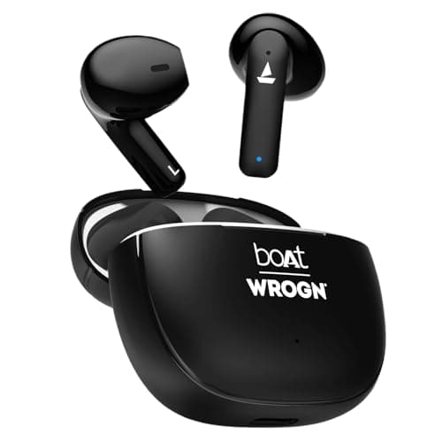 boAt Airdopes 118 in Ear Earbuds WROGN Edition w/ 50 HRS Playback, Quad Mics ENx Tech & Beast Mode(Opal Black)