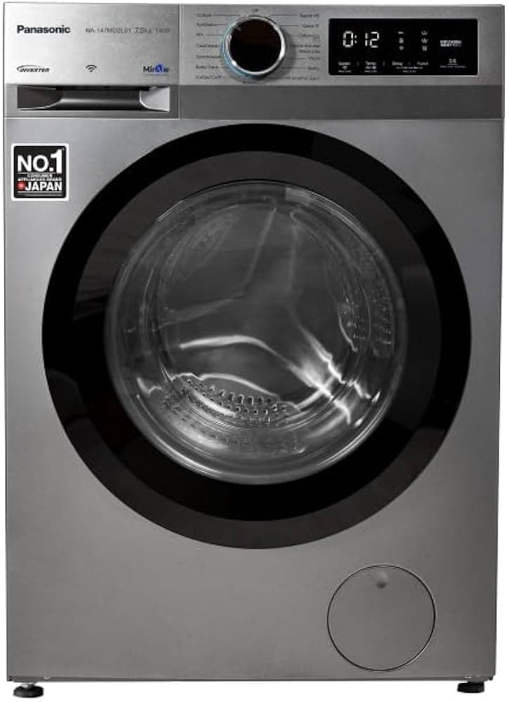 Panasonic 7 kg 5 Star Inverter Fully Automatic Front Loading Washing Machine with Built-In Heater 15 Wash Program, 1400 RPM (NA-147MG2L01, Dark Silver...