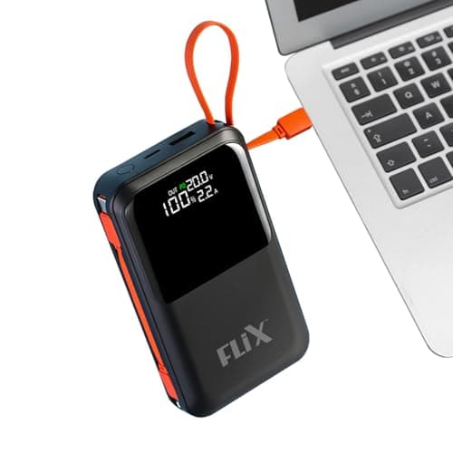 FLiX (Beetel) UltraCharge XPB-P45 20,000mAh 45W QC Power Delivery PPS Power Bank, in-Built Type C & Lightning Fast Charging Cables, LED for Charging P...