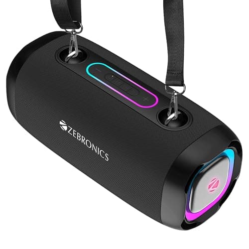 ZEBRONICS Sound Feast 85, Portable Bluetooth Speaker, 20 Watts, Upto 9 Hours Playback, Dual Passive Radiator, BTv5.3 | TWS | USB, RGB LED, Call Functi...