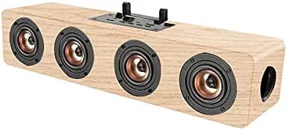 LANDMARK LM BT1024FM Stereo Channel Roar 20 Watts Dynamic Sound Wireless Wooden Finish Bluetooth Soundbar with USB/TF Card Support - Oak