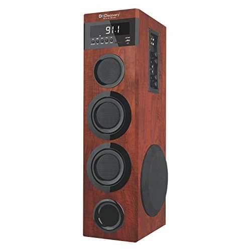 DH Discovery DJ 9595-BR Bluetooth Tower Speaker 150watt RMS with Free Wired Mic/Bluetooth v5.0/1 USB Slot/2 AUX/Built in FM Radio/LED Display with Remote Control (Brown)