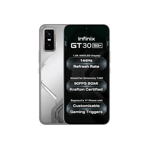 Infinix GT 30 5G+ (Blade White, 8GB RAM, 128GB Storage) | Cyber Mecha Deisgn with LED Lights | 90FPS on BGMI | 1.5K 144Hz AMOLED Display | Segment's 1...