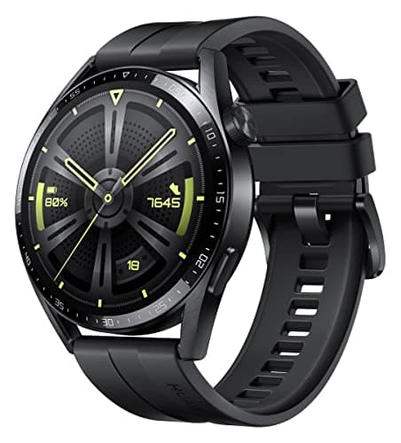 Huawei Watch GT 3 46MM | AMOLED Display | Smartwatch | 3-Day Battery Life | Black Stainless Steel Case | Black Fluoroelastomer Band