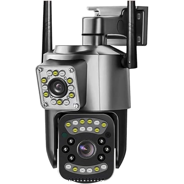 DDLC V380 Pro 1080P WiFi Dual-Lens/Dual-Screen 6MP HD Wireless Security Camera with 360° PTZ, Color Night Vision & IP66 Waterproof Design Two Way Audio Communication (Dual Lens PTZ Camera)