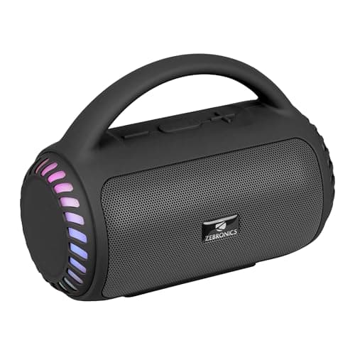 Zebronics Portable Bluetooth Speaker, 8W, Upto 5 Hours Playback, BTv5.3, mSD, TWS, USB, 8 Multi-Color LED Modes, Call Function, Type-C Charge, Deep Ba...