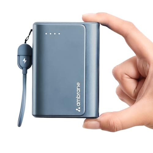 Ambrane 20000mAh 35W Fast Charging Small Pocket Size Powerbank, Hanging InBuilt Type C Cable, Type C PD & USB Output for iPhone, Android Mobiles & Oth...