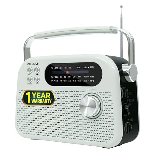 iBELL FM730BT Portable FM Radio with Bluetooth Speaker, USB, SD Slot, MP3 Player & Dynamic Speaker, 3 Band, Rechargeable with C-Type Charging Port (Wh...
