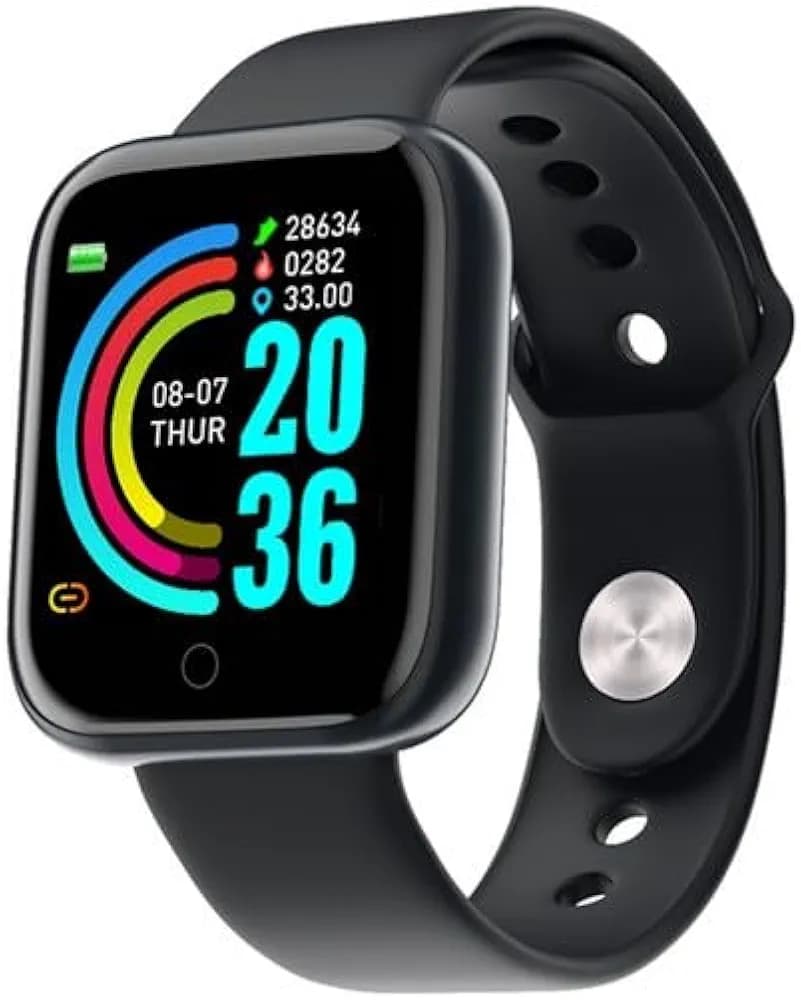 WTG Y68 Smart Watch Waterproof Bluetooth Sport SmartWatch Support for iPhone Xiaomi Fitness Tracker Heart Rate Monitor Built-in 150mAh Battery USB Charging Gun Black