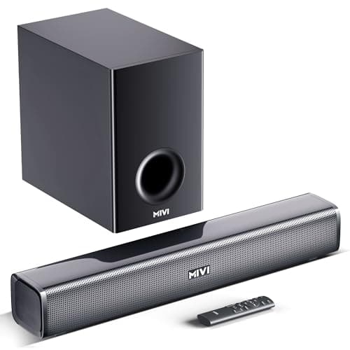 Mivi Fort H120 Soundbar, [Just Launched] 2.1 Channel, 2 in-Build Speakers and 1 External Subwoofer, Multiple EQ & Input Modes, Made in India Sound bar...