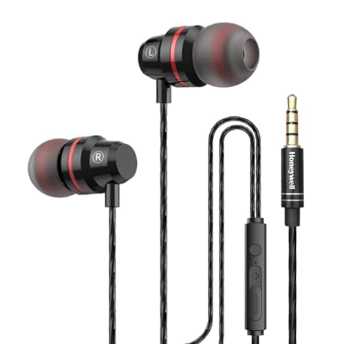 Honeywell Moxie V50 Wired in Ear Earphones with Built in Mic, 10Mm*2 Drivers, Passive Noice Cancellation, Deep Bass & Clear Sound, Ultra Hd Mic Qualit...