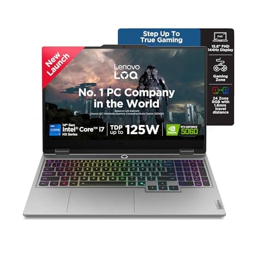 Lenovo LOQ 2025 Intel Core i7-14700HX| NVIDIA RTX 5060 8GB (16GB RAM/1TB SSD/144Hz Refresh Rate/572 AI TOPS/15.6" (39.6cm)/Windows 11/Office 2024/3 Mon. Game Pass/Grey/2.4Kg), 83JE00U5IN