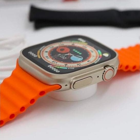 Ultra 8 Smart Watch (Series 8) AMOLED with Sports & Health Tracker, Size - 1.8 inch(45mm), GPS, NFC, Wireless Charging, Bluetooth Calling and Apple Logo On/Off