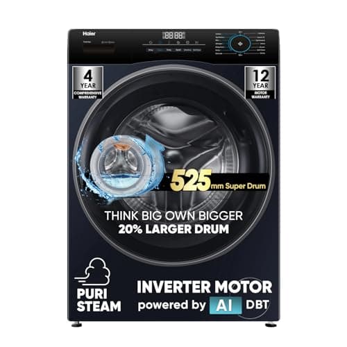 Haier 7 Kg Frontload with 525 Super drum, Refresh, AI DBT and 5 Star rating (HM70-IM12929BK)