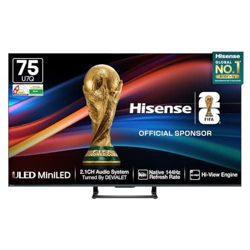 Hisense 189 cm (75 inches) U7Q Series 4K Ultra HD Smart QLED Mini LED TV 75U7Q (Black)