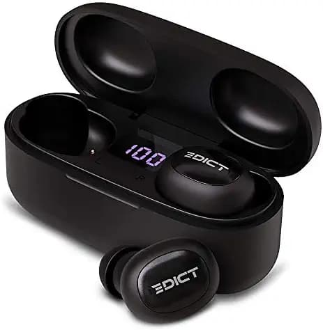 (Renewed) EDICT by Boat ETWS01 True Wireless Earbuds with Easy Tap Controls, Bluetooth V5.0, Up to 14H Playback with Case, Engaging Sound and Instant Voice Assistant(Black)