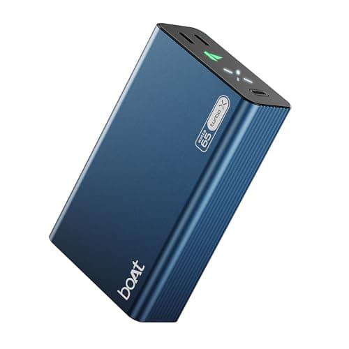 Boat EnergyShroom PB465 Turbo X 20000mAh Power Bank with 65W Turbo Fast Charging, Dual Type-C 2-Way Ports, Pass Through Charging, LED Battery & Chargi...