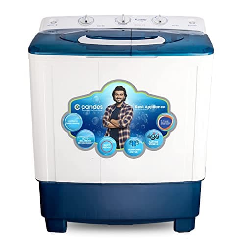 Candes 7.5 kg Semi Automatic Top Load Washing Machine (3 Wash Program, Heavy Moter, Low Water Consumption, 5 Year Warranty on Moter), Blue and White (CTPL75PL1SWM) 2023 Model