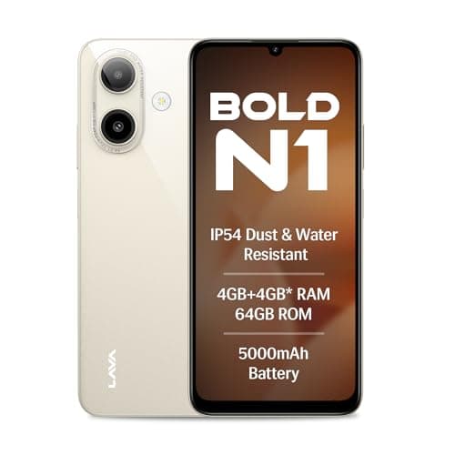 Lava Bold N1 (Sparkling Ivory, 4 GB RAM, 64 GB Storage)| 6.75" (90 Hz) HD+ Display | 13MP AI Dual Rear Camera | 5000 mAh Battery | Secure Face Unlock ...
