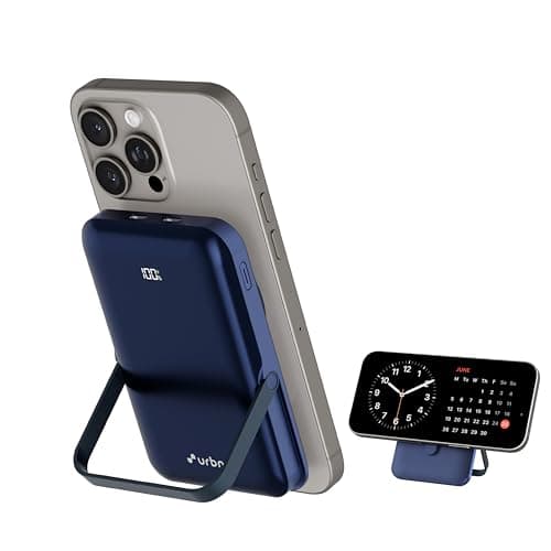 URBN 10000 mAh Stand Pro Magsafe Power Bank with Foldable Metalic Stand | 15W Fast Wireless Charging | Strong Magnetic Hold | Type C Input/Output | Pa...