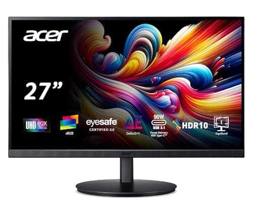 Acer CB272K 27 Inch UHD 4K 3840x2160 IPS Backlit LED Monitor I Type C 90W PD I HDR 10, Delta E<1, 350Nits, 99% sRGB I Height Adj, Tilt, Pivot I 1xHDMI...
