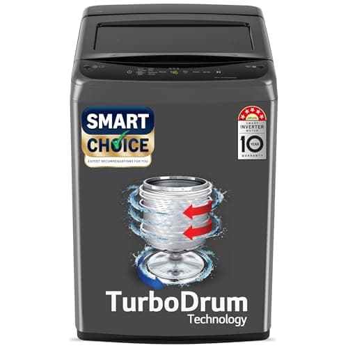 LG 7 Kg 5 Star Smart Inverter Technology Fully Automatic Top Load Washing Machine (2025 Model, T70VBMB1Z, Auto Prewash, Turbodrum, Stainless Steel dru...
