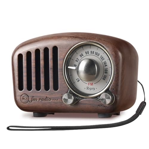 PRUNUS J-919 Retro Bluetooth Speaker Radio with Bass Enhancement Sound Loud Volume BT5.0, MP3 & FM Wooden Vintage AUX Input and TF Card MP3 Player(Wal...