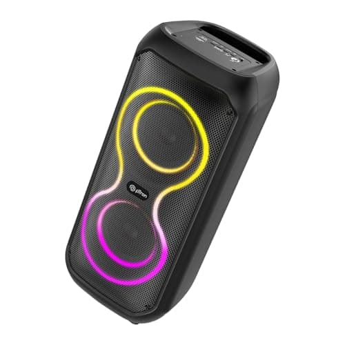 pTron Fusion ONE 48W Bluetooth Party Speaker w/Pristine Stereo Sound, Dual 4 inch Neo Drivers, Rhythmic RGB Lights, 6Hrs Playtime, BT5.3/Aux/TF Card/U...
