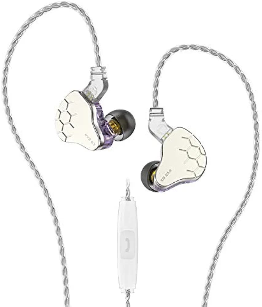 Yinyoo KBEAR Lark Wired Earphones 1BA 1DD, Metal in Ear Headphones with Mic for Musician Singer Stage Band HiFi Wired Earbuds with Clear Sound, Removable 2 Pin Cable (Mauve, with mic)