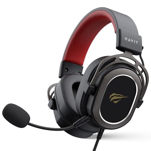 havit H2008d Headset with Microphone, Gamer, Black and Red, 50mm Speaker, Connector 3, 5mm, Compatible with PS4 / Xbox, Size: Medium