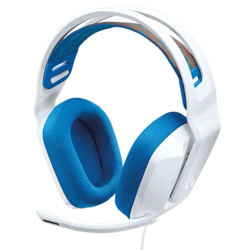 Logitech G335 Lightweight Gaming Wired Over Ear Headphones with Mic Flip to Mute 3.5Mm Audio Jack, Memory Foam Earpads, Compa