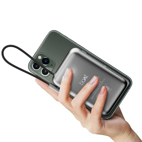 boAt Newly Launched Energyshroom PB330 MagnaCharge 10000 mAh Magnetic Wireless Power Bank w/ 15W Wireless Charging, Metal Stand,Magnacharge Ring for i...
