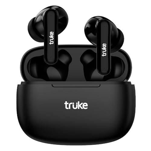 Truke Air Buds Lite True Wireless Earbuds with AI Powered Noise Cancellation | Auto Play/Pause | AAC Codec Support | 48Hrs Playtime | 55ms Ultra Low Latency | Bluetooth 5.1 | IPX4 (Black)