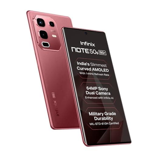 Infinix Note 50s 5G+ (Burgundy Red, 6GB RAM, 128GB Storage)| MediaTek D7300 Ultimate | 5500mAH Battery, Dual Speakers by JBL, 144Hz AMOLED Display
