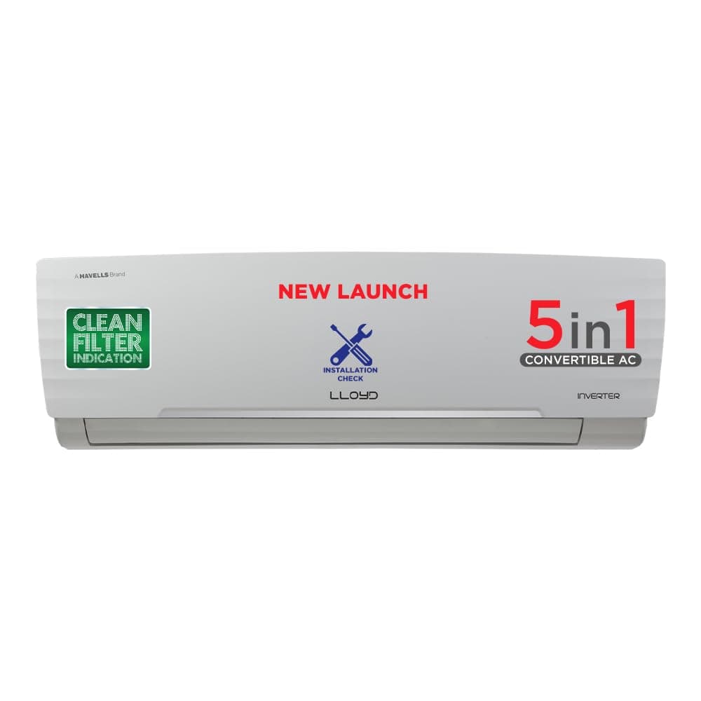 Lloyd 1.0 Ton 3 Star Inverter Split AC (5 in 1 Convertible, 100% Copper, Anti-Viral + PM 2.5 Filter, 2023 Model, White with Chrome Deco Strip, GLS12I3FWAEV)