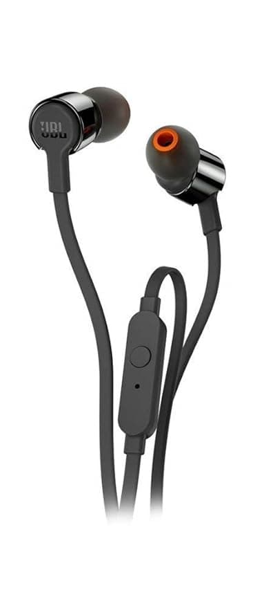 (Renewed) JBL T210 Pure Bass in-Ear Headphones with Mic (Black)