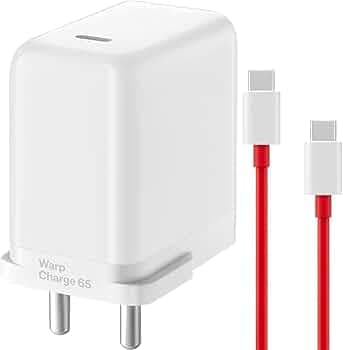 Original 65W Warp Charger for One-Plus 8T+ 5G One-Plus 65 Watt Warp Charging with C to C Cable | Fast Warp/Dash Charger for One-Plus 10/10 Pro/9/9 Pro...