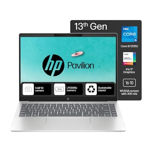 HP Pavilion Plus Laptop 14, Intel Core i5-1335U, 14inch(35.6 cm), WUXGA, 16GB LPDDR5,512GB SSD, Audio by B&O Dual Speakers, Win 11 Home 64, Silver, 1....