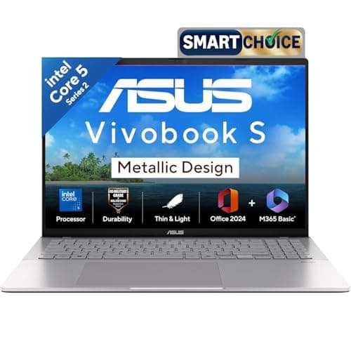 ASUS Vivobook S16,14th Gen, Intel Core 5-210H,Metallic Design Laptop(Intel UHD iGPU/16GB RAM/512GB SSD/FHD+/16"/144Hz/Windows 11/M365 Basic(1Year)*/Of...