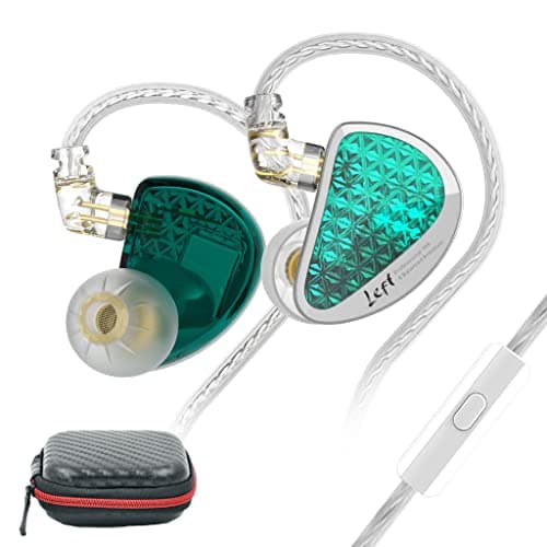 Concept Kart KZ AS16 Pro Wired IEM Earphone with Mic, 16 Balanced Armature | Three-Channel Conduit Structure | PCB Electronic Frequency Division | Wide Sound Range | In Ear Monitor earbuds with 0.75MM Pin Detachable Cable & Leatherette Case (With Mic, Cyan)
