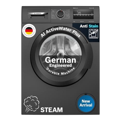 Bosch 8 kg 5 Star Fully-Automatic Front Loading Washing Machine (WAJ2826CIN, Black Grey, AI active water plus, In-Built Heater)