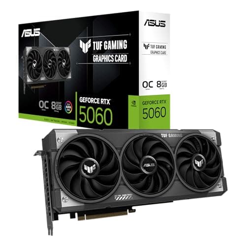 ASUS TUF Gaming GeForce RTX ™ 5060 8GB GDDR7 OC Edition Gaming Graphics Card (PCIe® 5.0, HDMI®/DP 2.1, 3.1-Slot, Military-Grade Components, Protective PCB Coating, axial-tech Fans)
