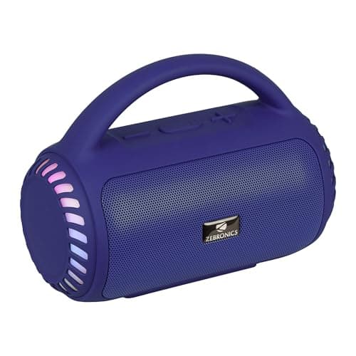 Zebronics Portable Bluetooth Speaker, 8W, Upto 5 Hours Playback, BTv5.3, mSD, TWS, USB, 8 Multi-Color LED Modes, Call Function, Type-C Charge, Deep Ba...