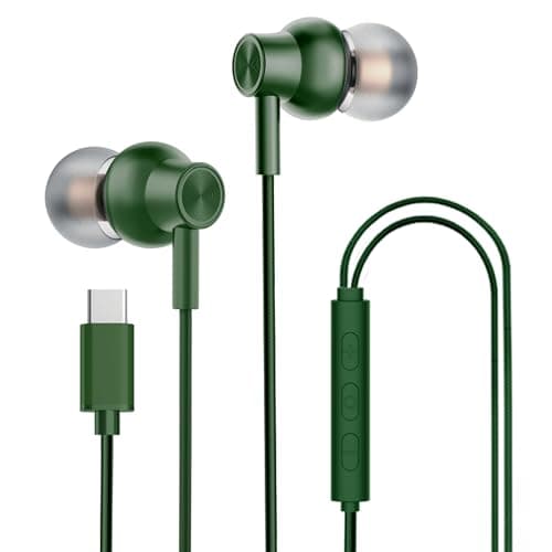 Kratos Tune V6 C Type Earphones Wired, 13mm Bass Drivers Earphone, Inline Control Type c Headphones with Mic, Comfort Fit Type c Earphone with Volume ...