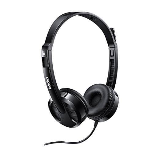 Rapoo H100 Stereo Wired On Ear Headphones with Microphone Noise-Reduction, 3.5mm Port, Pc/Mac/Laptop - Black